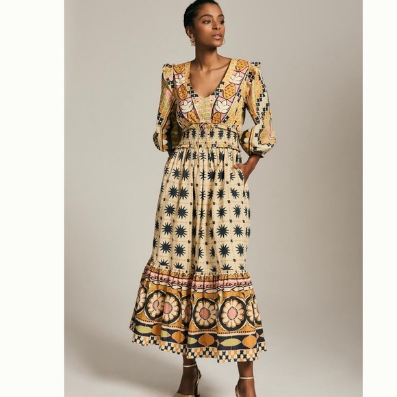 🌿NWT Farm Rio x Anthropologie Tropical Sunshine Dress